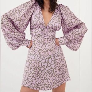 For Love & Lemons June Long Sleeve Mini Dress in Purple small S NWT‎